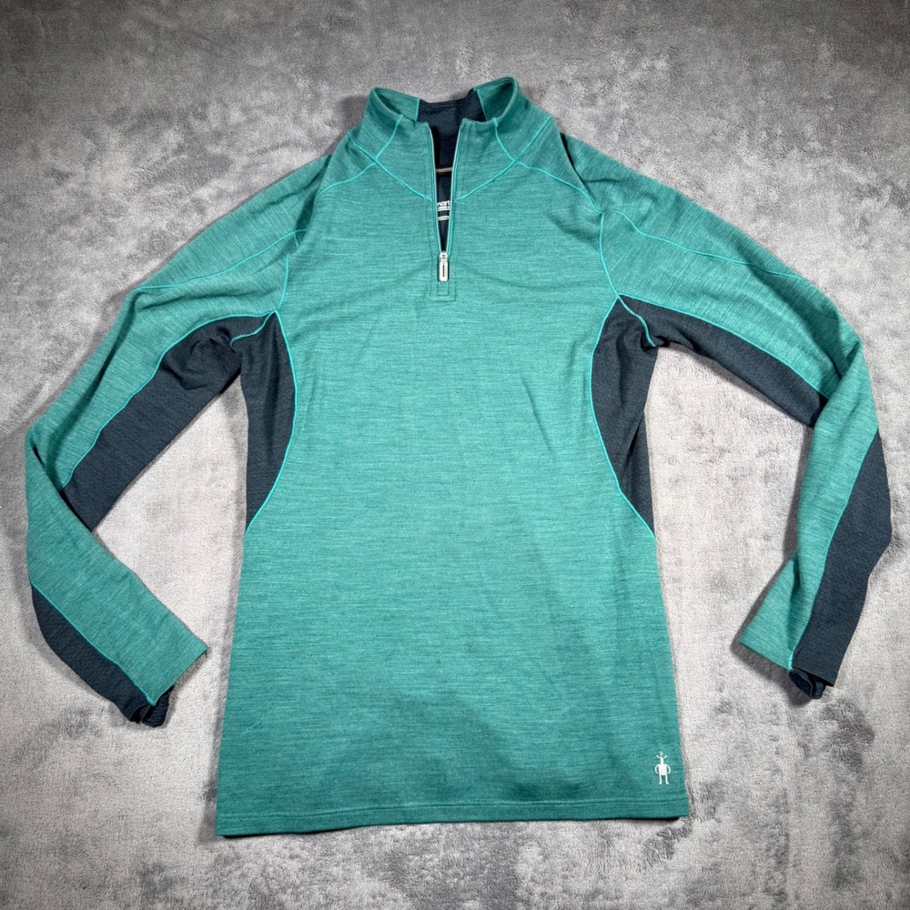 Smartwool Merino Sport 250 Womens Small 1/4 Zip Pullover Green Base Layer Top